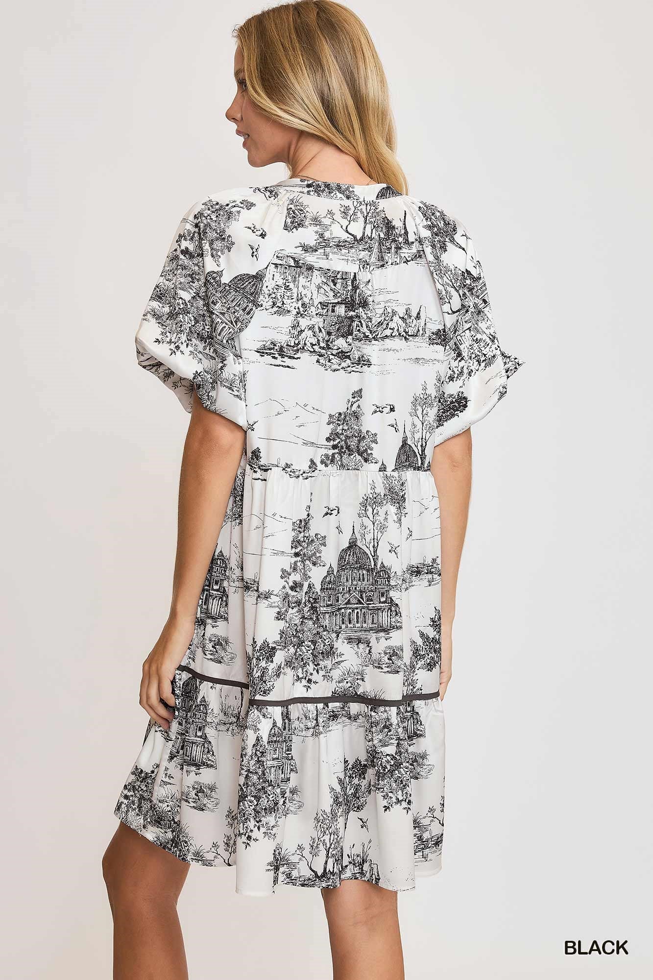 landscape print dress