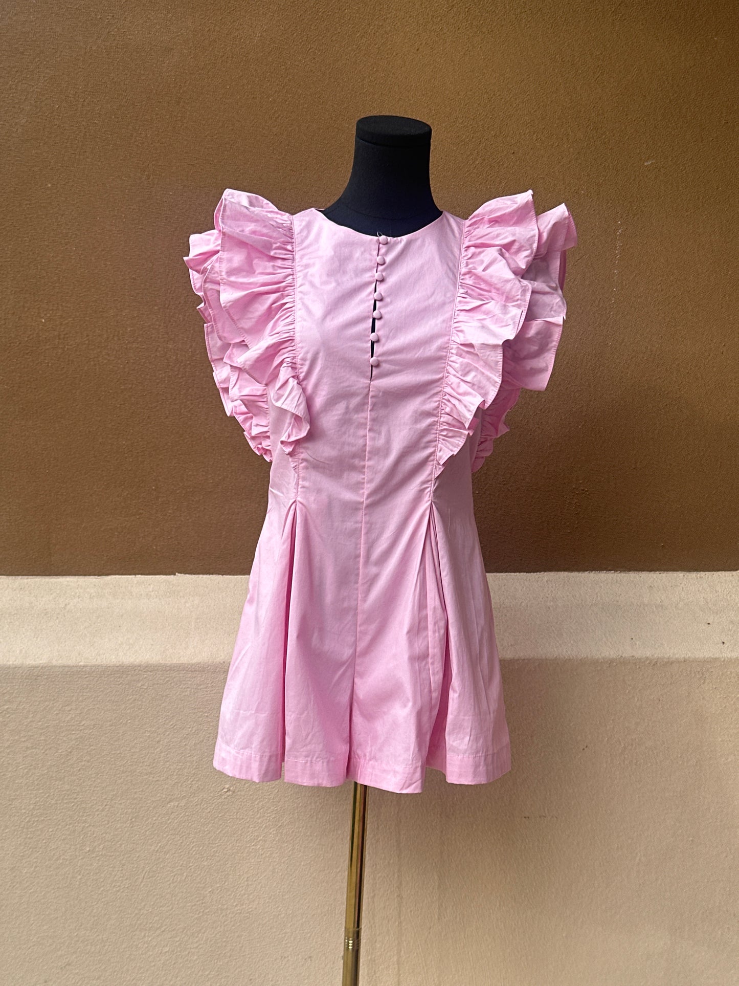 Button pink romper