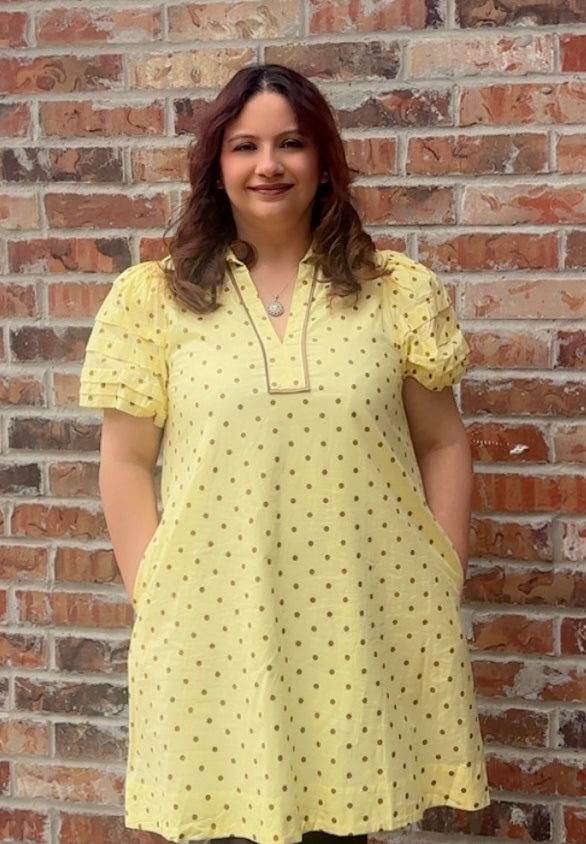 yellow polka dress