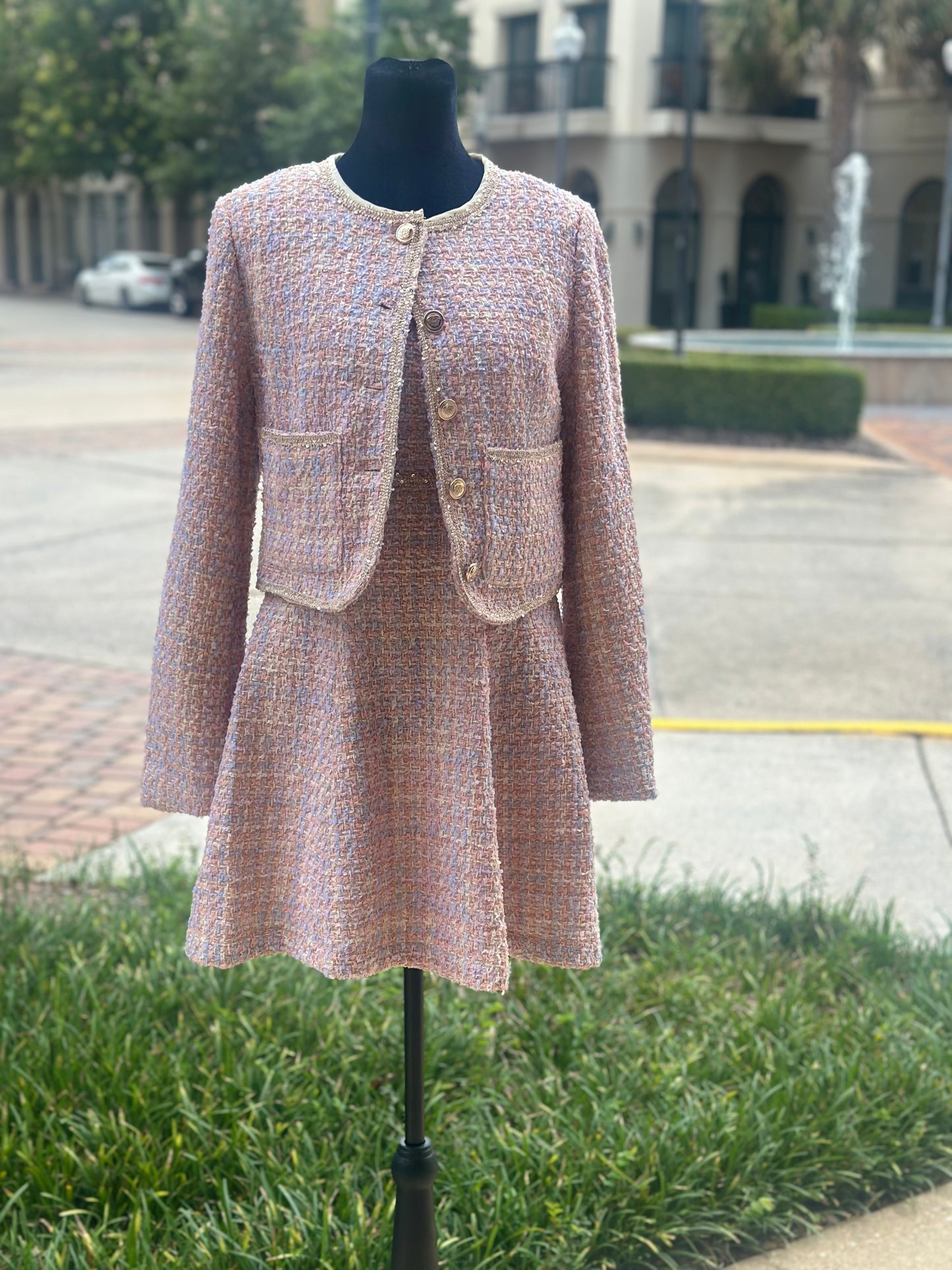 pink tweed jacket