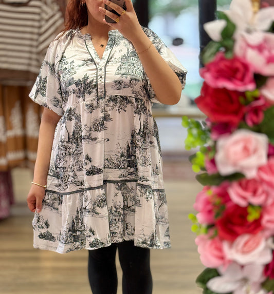 landscape print dress