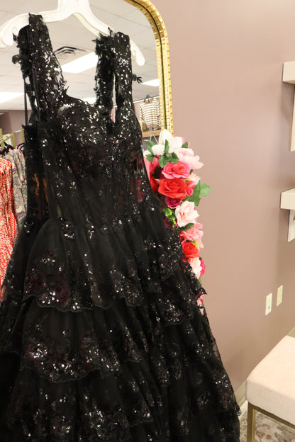 Long Corset Ruffled Prom Dress