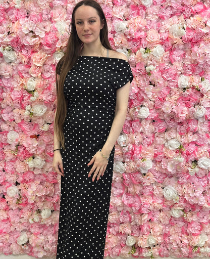 black dotted dress