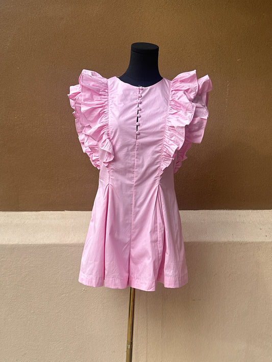 Button pink romper