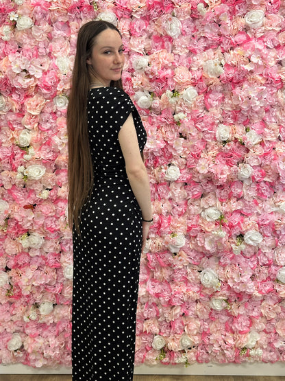 black dotted dress