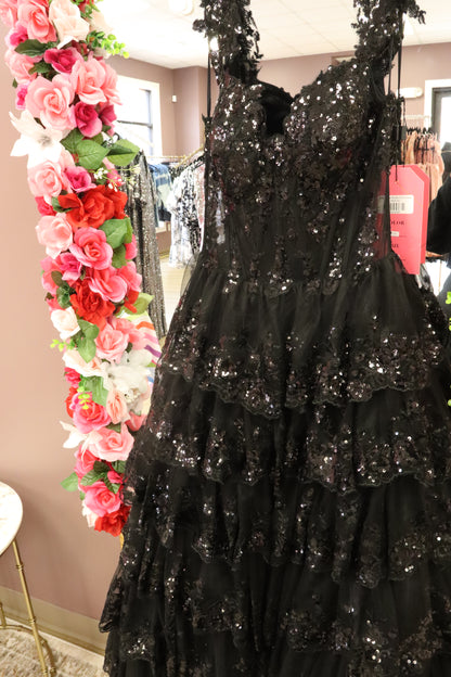 Long Corset Ruffled Prom Dress