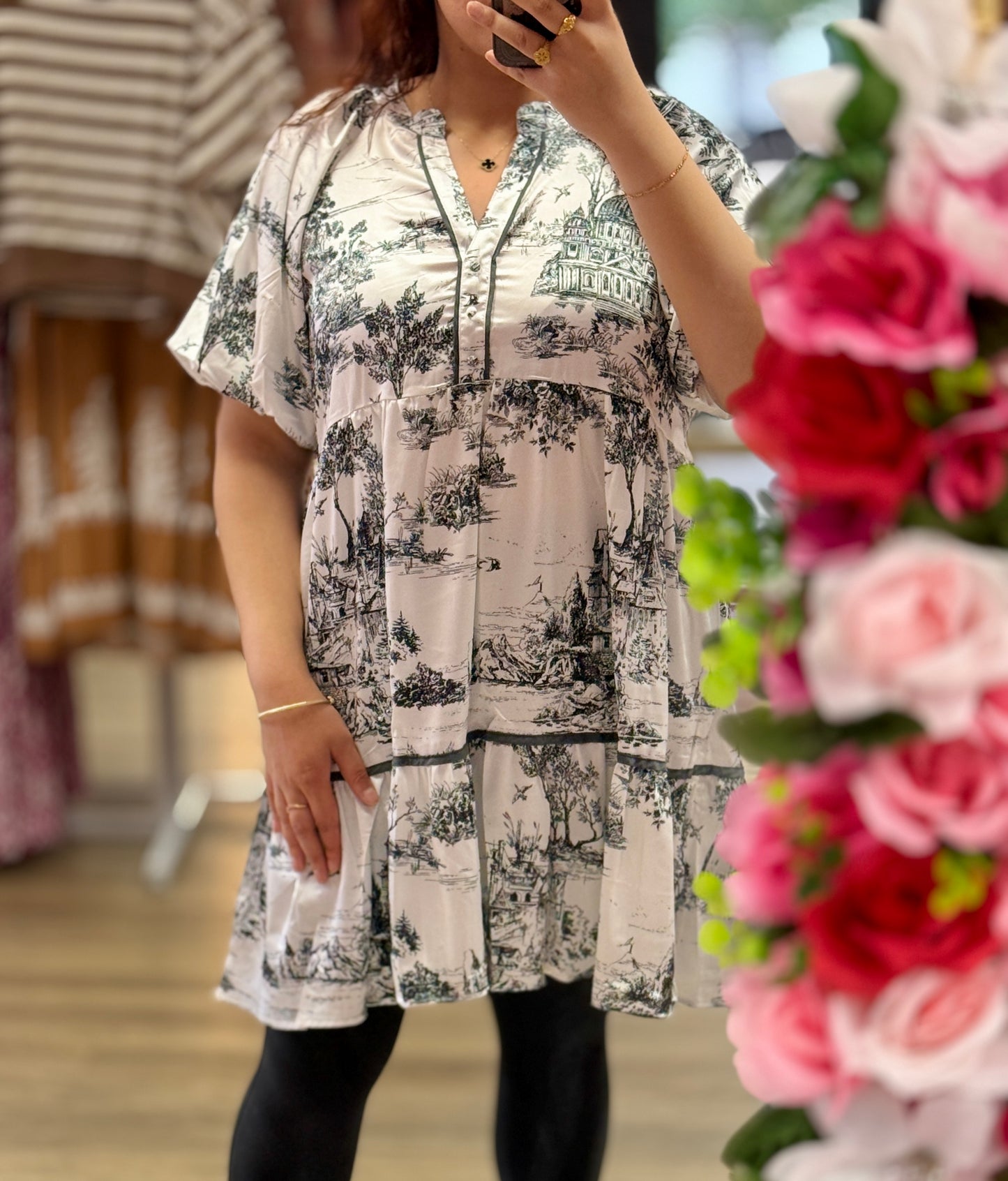 landscape print dress