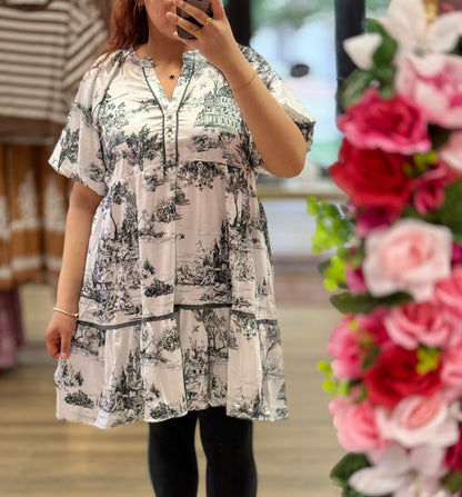 landscape print dress